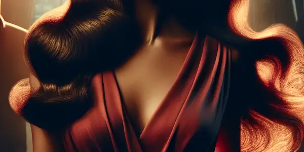 A glamorous female spy in a dimly lit setting, surrounded by espionage gadgets and shadowy figures.