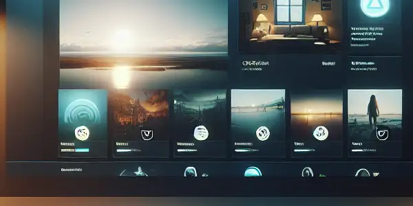 A cozy computer setup promoting safe online browsing of adult content, featuring a secure interface and inviting ambiance.