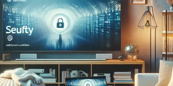 A cozy living room with soft lighting, a comfortable couch, and discreet elements for enjoying adult content safely.